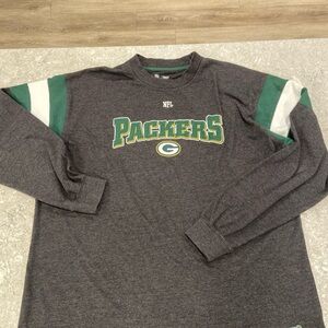 Green Bay Packers NFL Apparel Charcoal and Green Long Sleeve Shirt-XL